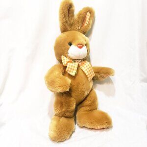 Brown Easter Bunny Rabbit Orange Plaid 20" Plush Stuffed Wal-Mart